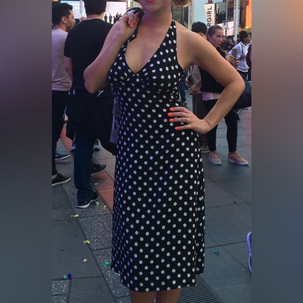 Betsy Johnson Size 4 Silk Polka Dot Dress